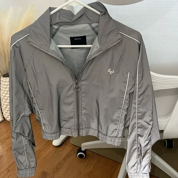 Bershka Jackets Coats Gray Reflective Crop Jacket Poshmark